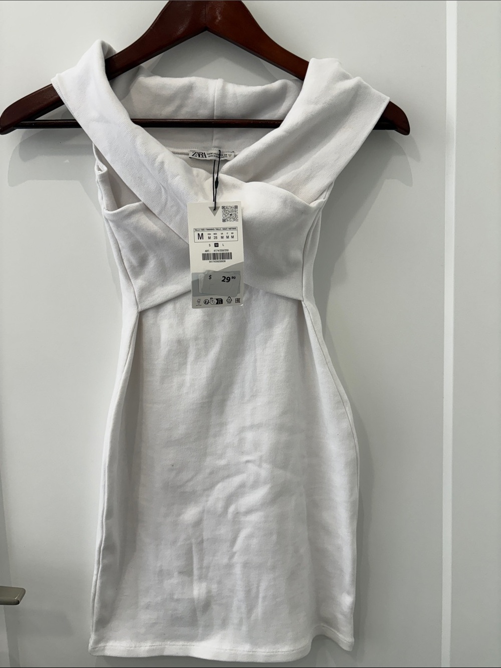 Zara White Cross-Back Bodycon Mini Dress